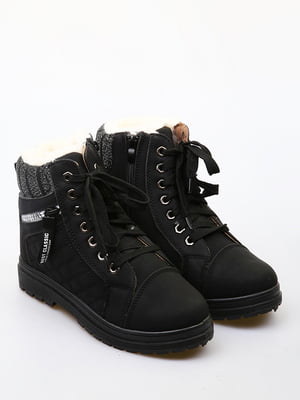 Чорні зимові черевики на шнурівці | 6735625