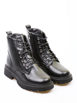 Чорні зимові черевики зі шнурівкою | 6735633