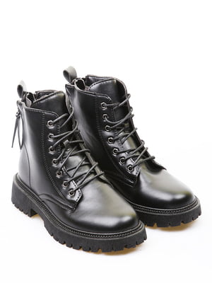 Чорні зимові черевики зі шнурівкою | 6735634
