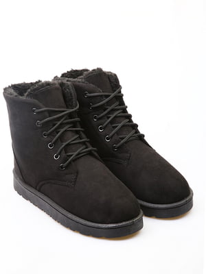 Чорні зимові черевики на шнурівці | 6735636