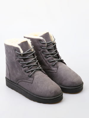 Сірі зимові черевики на шнурівці | 6735637