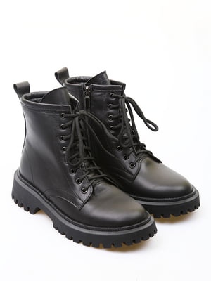Чорні зимові черевики зі шнурівкою | 6735654