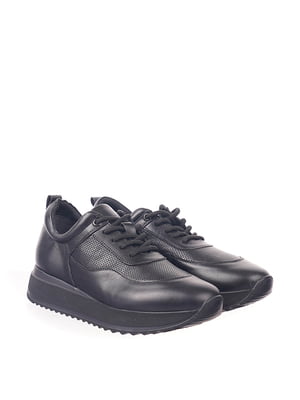 Кожаные черные кроссовки с перфорацией | 6735678