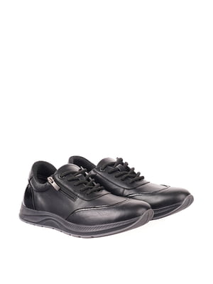 Кожаные черные кроссовки с декоративной молнией | 6735679