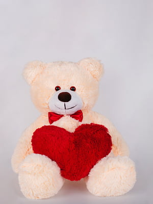 Плюшевий ведмедик із сердечком "Джиммі” (90 см) - персиковий | 6735759