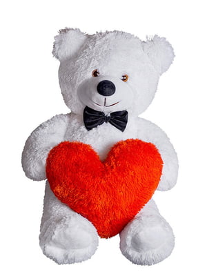 Плюшевий ведмедик із сердечком "Джиммі” (90 см) - білий | 6735760