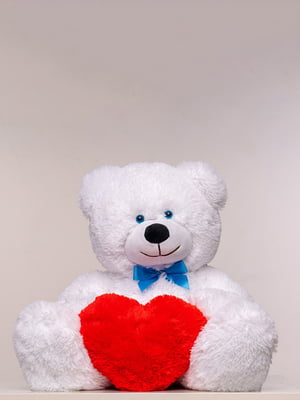 Плюшевий ведмедик із сердечком "Джеймс" (65 см) - білий | 6735764