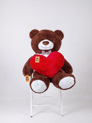 Плюшевий ведмедик з серцем "Бенжамін" (135 см) - шоколадний | 6735765