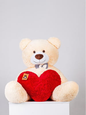 Плюшевий ведмедик з серцем "Бенжамін" (135 см) - персиковий | 6735766