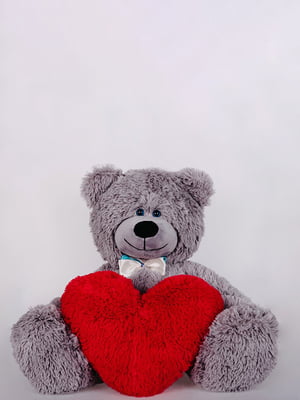 Плюшевий ведмедик з сердечком "Джеймс" (65 см) Сірий | 6735769