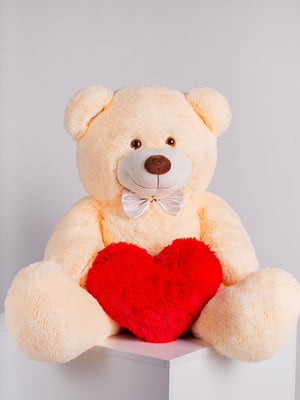 Плюшевий ведмедик із сердечком "Джон" (110 см) - персиковий | 6735797