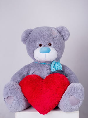 Ведмедик з латками плюшевий із серцем "Джозеф" (140 см) -  Сірий | 6735809