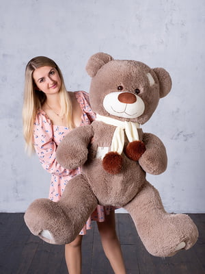 Ведмедик з латками плюшевий "Джозеф" (140 см) - капучіно | 6735822