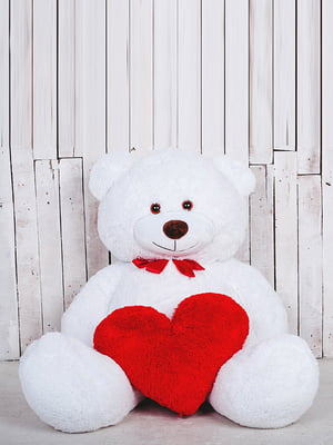 Великий плюшевий ведмедик с сердечком "Джеральд" (165 см) - білий | 6735846