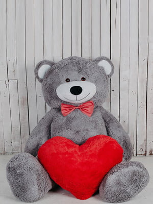 Великий плюшевий Ведмідь з серцем "Річард" (2 метра) Сірий | 6735847