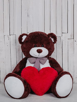 Велика м'яка іграшка "Ведмедик з серцем Біллі" (150 см) - шоколадний | 6735866