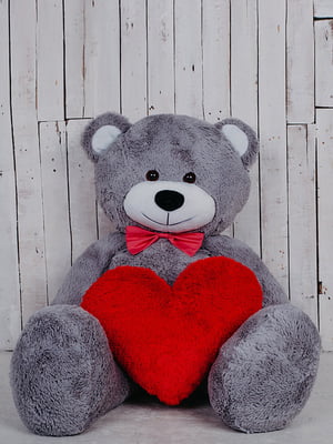Велика м'яка іграшка "Ведмедик з серцем Біллі" (150 см) Сірий | 6735867