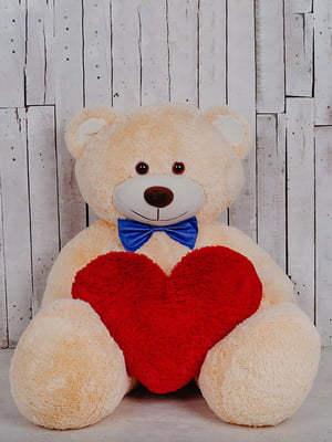 Велика м'яка іграшка "Ведмедик з серцем Біллі" (150 см) - персиковий | 6735868