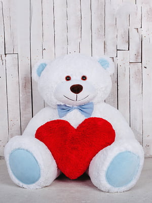 Велика м'яка іграшка “Ведмідь з серцем Біллі” (150 см) — біло-блакитний | 6735874