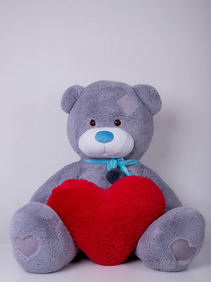Ведмедик з латками плюшевий із серцем "Дональд" (2 метра) - Сірий | 6735884