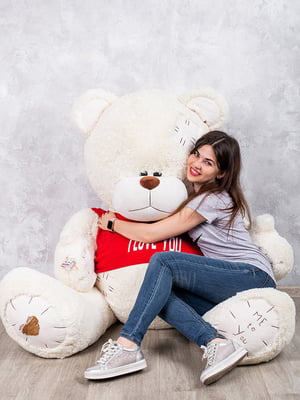 Ведмедик з латками плюшевий в футболці "Me To You (2 метра) - Молочний | 6735889