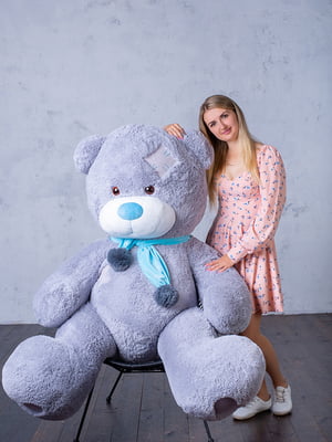 Ведмедик з латками плюшевий "Дональд" (2 метра) - Сірий | 6735896