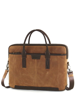 Светло-коричневая кожаная сумка для ноутбука | 6735692