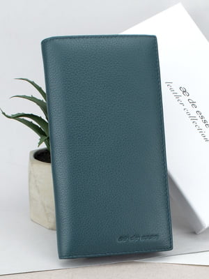 Вертикальний шкіряний гаманець бірюзового кольору | 6735701