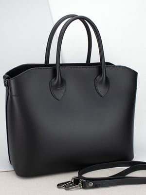 Чорна шкіряна сумка-тоут | 6735726