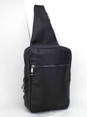 Чорна шкіряна сумка-рюкзак через плече | 6735746