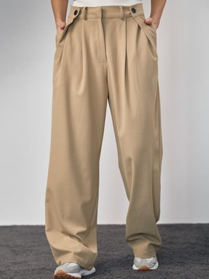 Классические брюки с акцентными пуговицами на поясе | 6736115