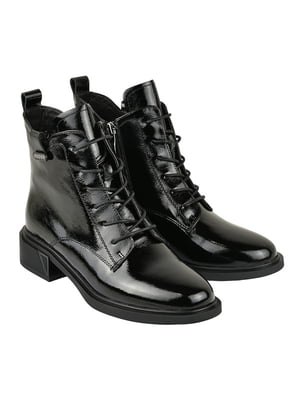 Чорні шкіряні лаковані черевики зі шнурівкою | 6736130