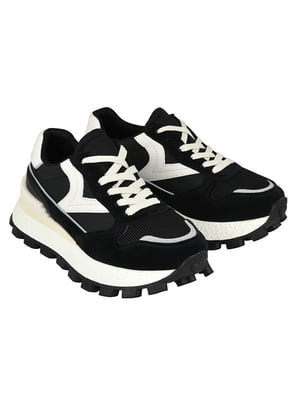 Чорні замшеві кросівки з білими деталями | 6736141