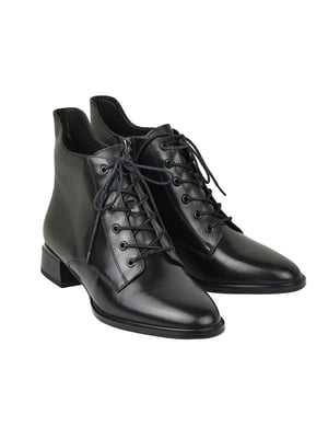 Чорні шкіряні черевики зі шнурівкою | 6736158