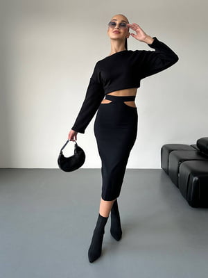 Элегентная юбка с боковыми разрезами черная | 6736394