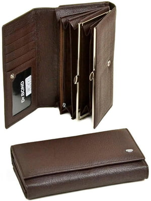 Шкіряний коричневий гаманець з візитницею | 6736780