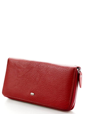Шкіряний червоний гаманець-клатч на блискавці | 6736784