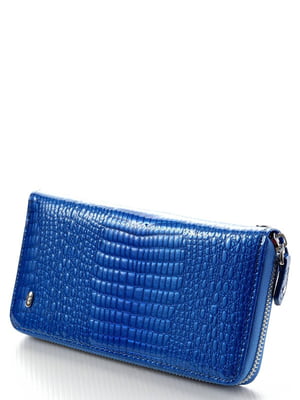Шкіряний синій гаманець на блискавці | 6736787