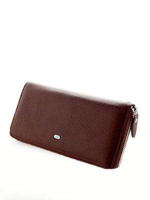 Шкіряний коричневий гаманець на блискавці | 6736794