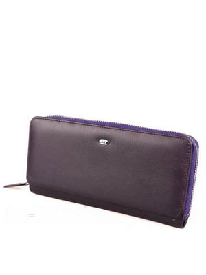 Шкіряний фіолетовий гаманець на блискавці з візитницею | 6736857