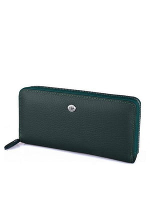 Шкіряний зелений гаманець на блискавці | 6736872
