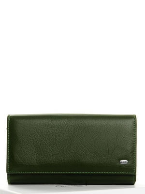 Шкіряний зелений гаманець із візитницею | 6736879
