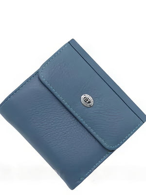 Кожаный синий кошелек на магните | 6737057