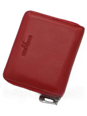 Кожаный красный кошелек на молнии | 6737101