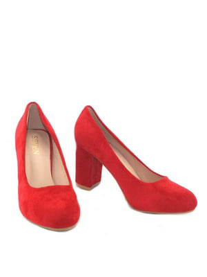 Червоні туфлі на стійких підборах | 6737380
