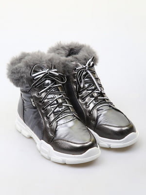 Зимові черевики графітового кольору зі шнурівкою | 6737410