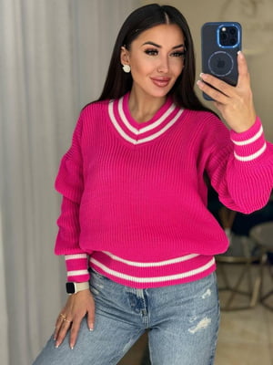 Пуловер в'язаний рожевий | 6737228