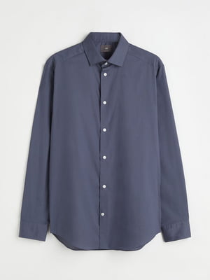 Рубашка серо-синяя с итальянским воротником | 6684731