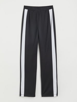 Спортивные черные брюки с контрастными полосками | 6684733