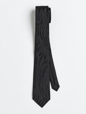 Атласный черный галстук с узорчатым принтом | 6684876
